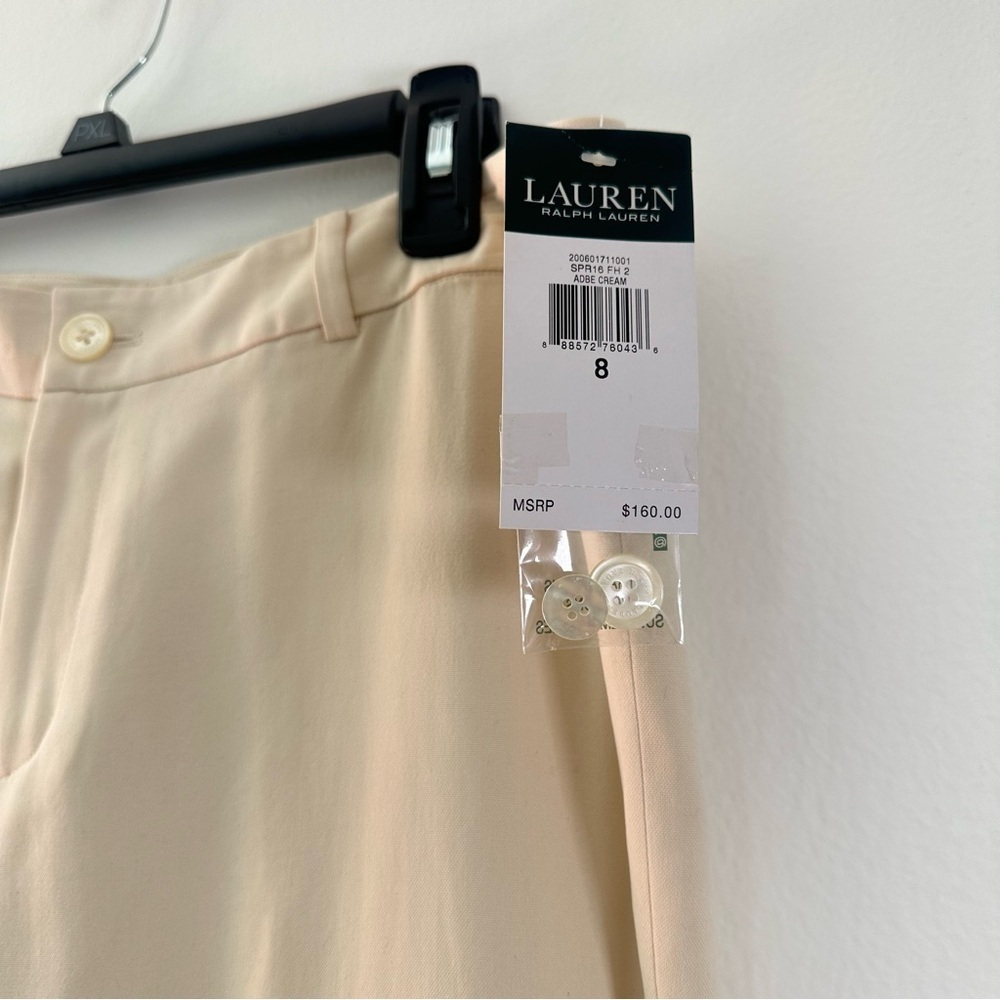NWT Ralph Lauren Vintage Silk Linen Blend Trouser Pants Womens Size 8 Cream - Picture 3 of 9